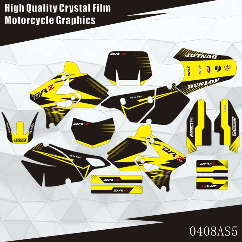 

For SUZUKI DRZ400 SM S E DRZ 400 SM S E 2000-2020 Full Graphics Decals Stickers Motorcycle Background Custom Number Name