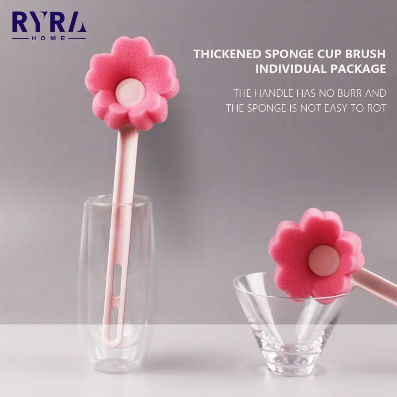 

Sponge Bottle Brush Long Handle Drink Wineglass Bottle Glass Cup Cleaning Brush Scrubber Glass Cleaner Kitchen Cleaning Tools