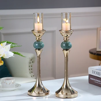 Ceramic Nordic Candels Holder Modern Luxury Table Clear Candles Table Candle Jar Stand Vases Design Pe De Vela Tealight Holder