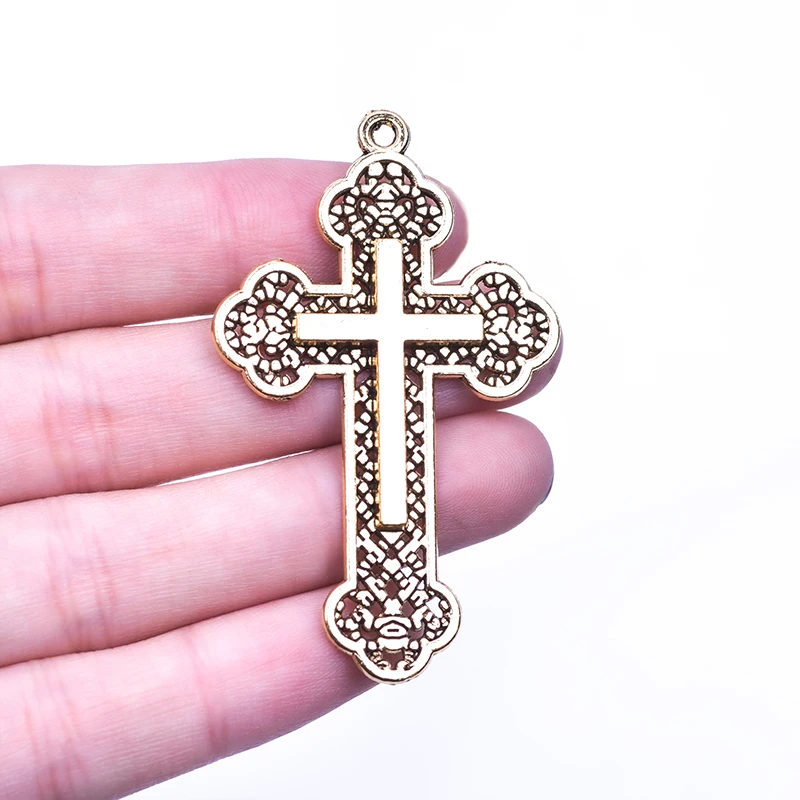 

3pcs/Lot Openwork Pattern Ancient Gold Cross Religion Belief Charms Zinc Alloy Pendants For Earrings Diy Making Jewelry Parts