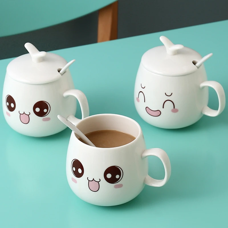 Cute Expression Ceramic Mug Coffee Mugs Drinkware Beautiful Tea Mugs Kawaii Cup Breakfast Cup Travel Cup Funny Personalized Gift
