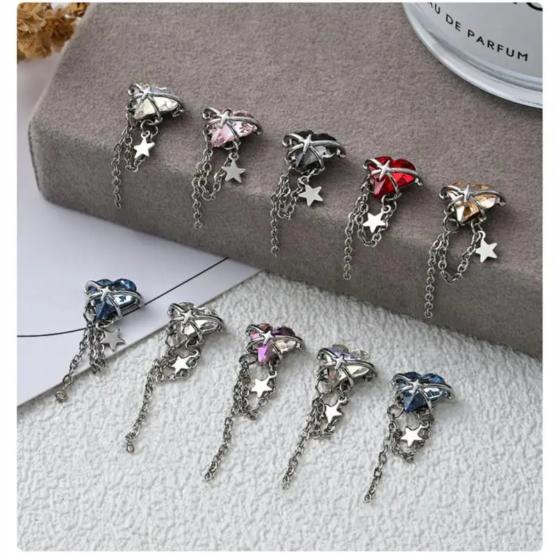 

Alloy Jewelry Complex Eye-catching Fashionable High Quality Unique Heart Pendant Silver Chain Manicure Accessories Tassel Chain