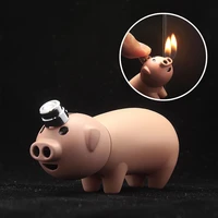 new creative compact little piggy jet lighter butane pig inflated dual nozzles free fire lighter mini funny piggy gas lighters