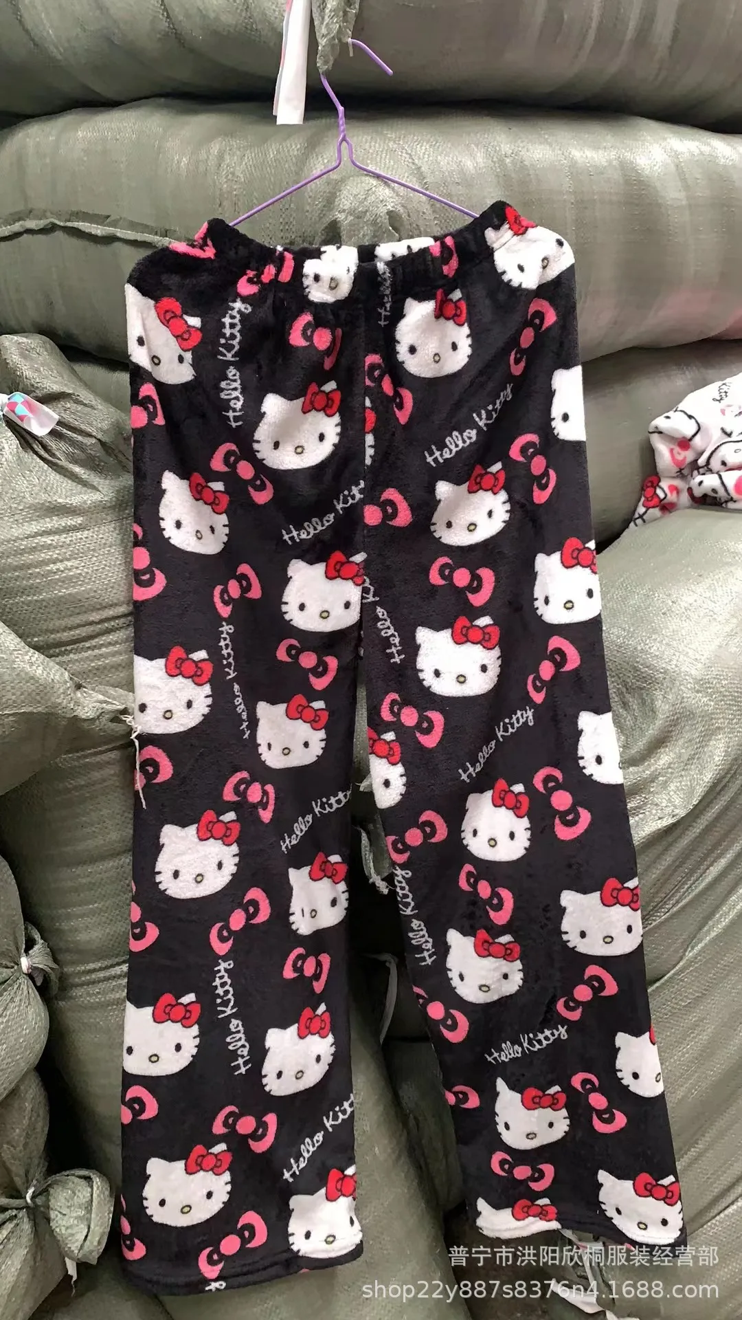

Sanrio Hello Kitty Pajamas Pants Christmas Halloween Home Pant Anime Flannel Women Warm Woolen Sleep Casual Autumn Y2K Trousers