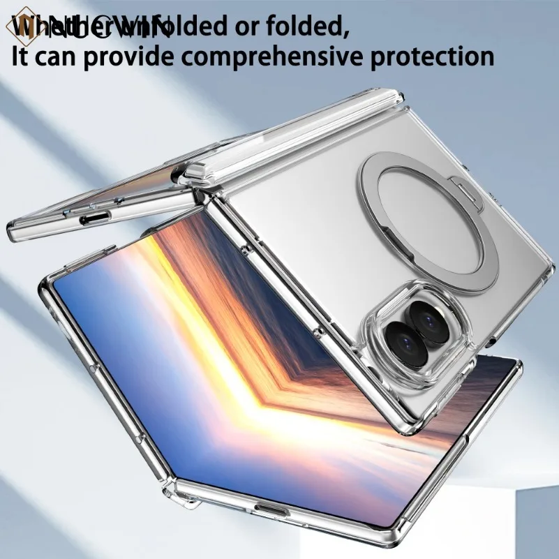 Фото Прозрачный магнитный чехол 360 °   Вращающийся чехол-подставка для Samsung Galaxy Z Fold 8 Ultra Z Fold 8 поставляется с защитной пленкой для экрана. №5