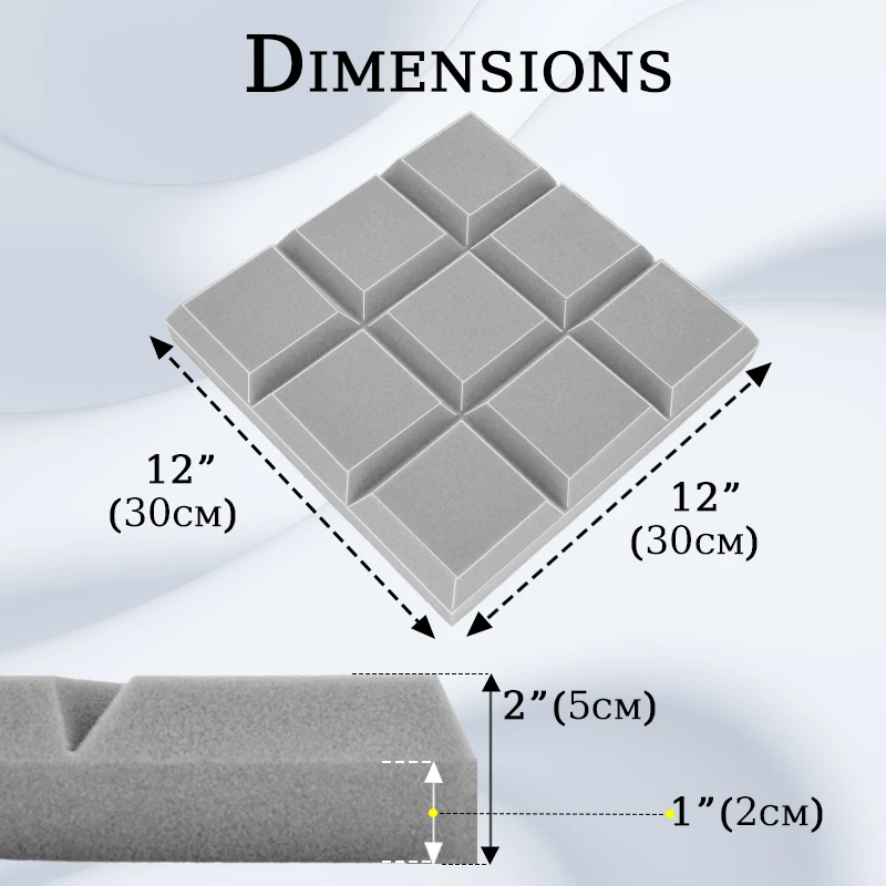 Акустическая пена TOUO 6-24 шт. звукопоглощающие со скошенными краями 9 блоков плитка