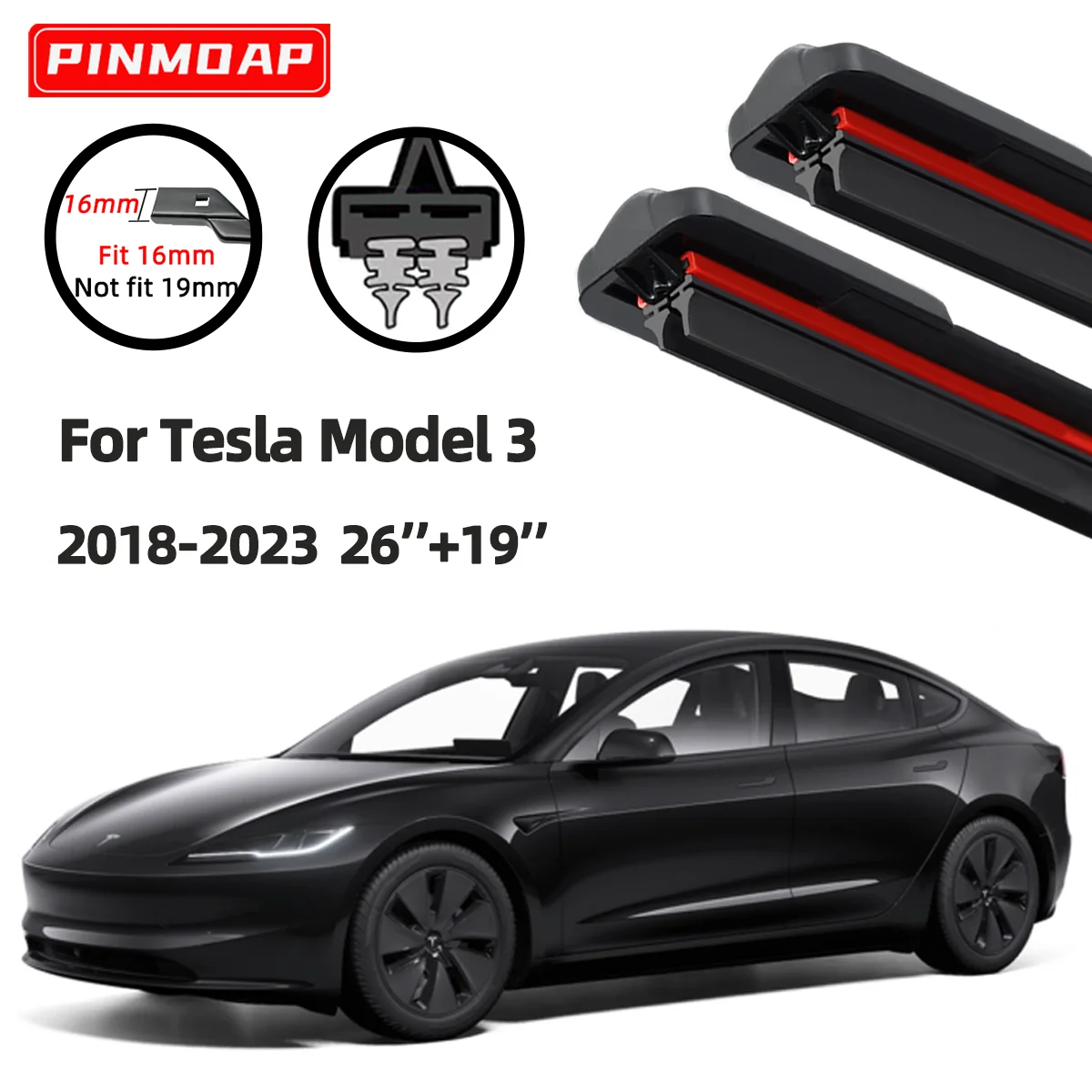 

Комплект Из 2 Дворников Для Tesla Model 3 (2018-2023) С Двойной Резиновой Полосой, Передние Щетки Для Стеклоочистителя