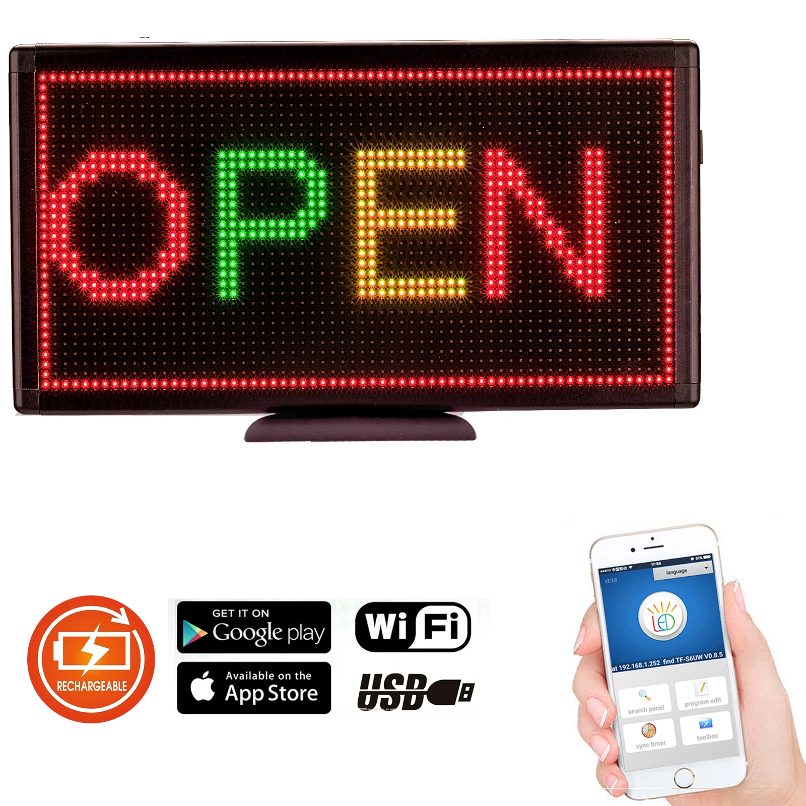 12V 220v Mobile programmable Wifi LED Sign RGY 3Color SMD Indoor Shop LED Display Message Board Perfect Solution for Advertising