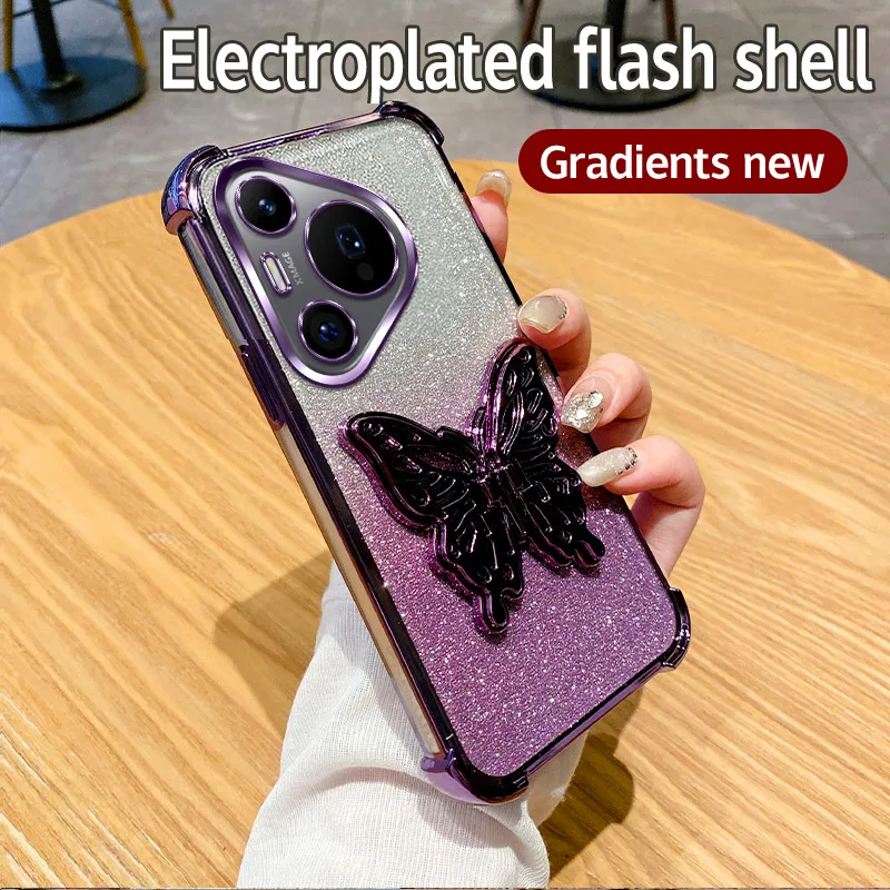 6D противоударный чехол-держатель-бабочка для телефона Huawei Pura 70 Ultra P70 P60 P50 P40 Pro P30