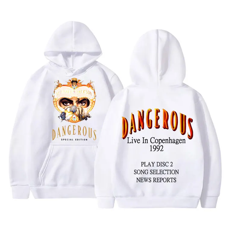 King of Pop Michael Jackson Dangerous World Tour Hoodie Men Women Classic Gothic Rock Sweatshirt Men's Vintage Oversized Hoodies