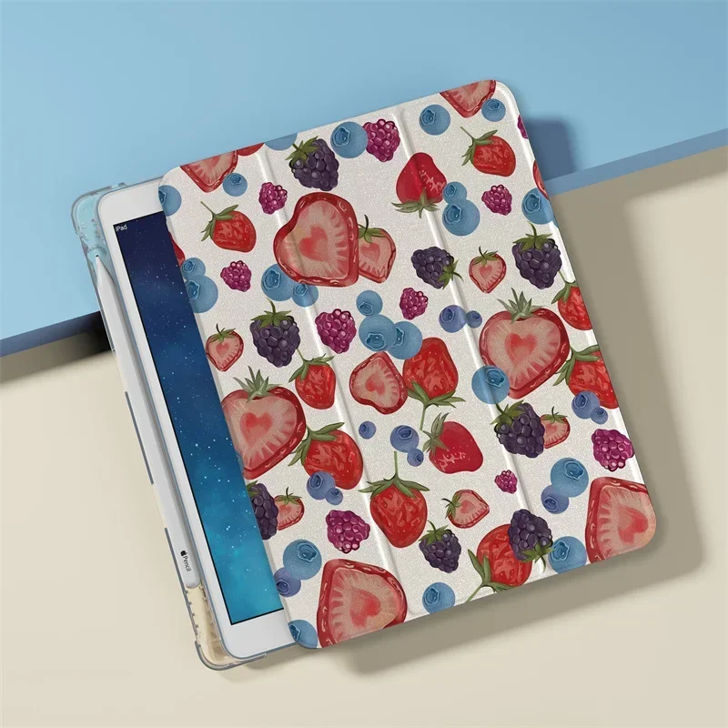 Painted strawberrie Tablet Case for Apple iPad Air 2024 Pro 11 inch 5/4 10.9 10th 7/8/9 10.2 3 10.5 mini 6 5 4