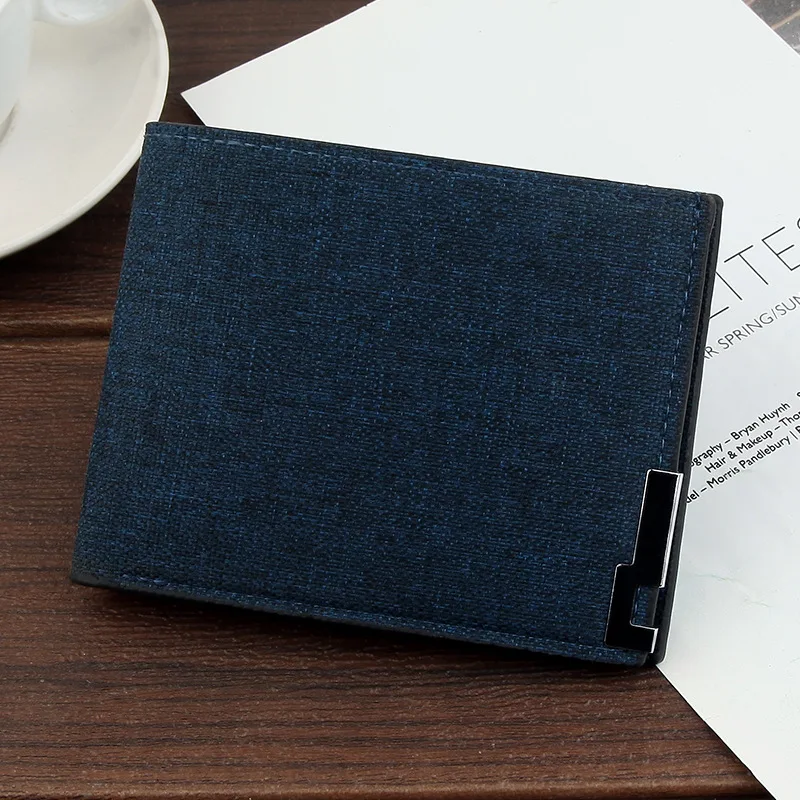 Men's Fashion Canvas Wallet Short Multi-card Coin Purse Casual Soft Business Clutch Wallet Male Youth Horizontal Card Holder PU images - 6