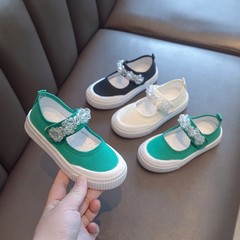 

Girls' white shoes 2022 new spring and summer little girls' canvas shoes baby shoes toddler shoes girl shoes girls off white