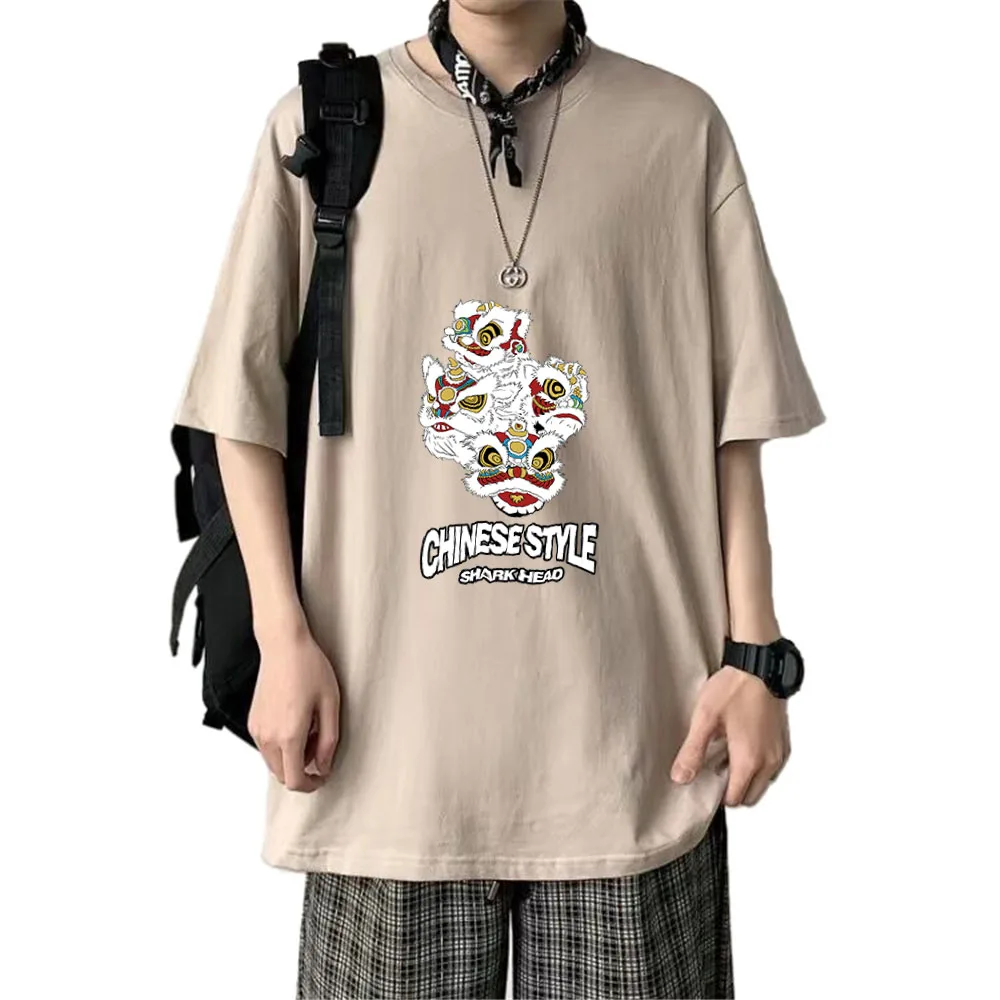 

Уличная одежда в китайском стиле для 50-100 кг, новинка 2022, модные летние мужские футболки из 100% хлопка, повседневные топы в стиле хип-хоп