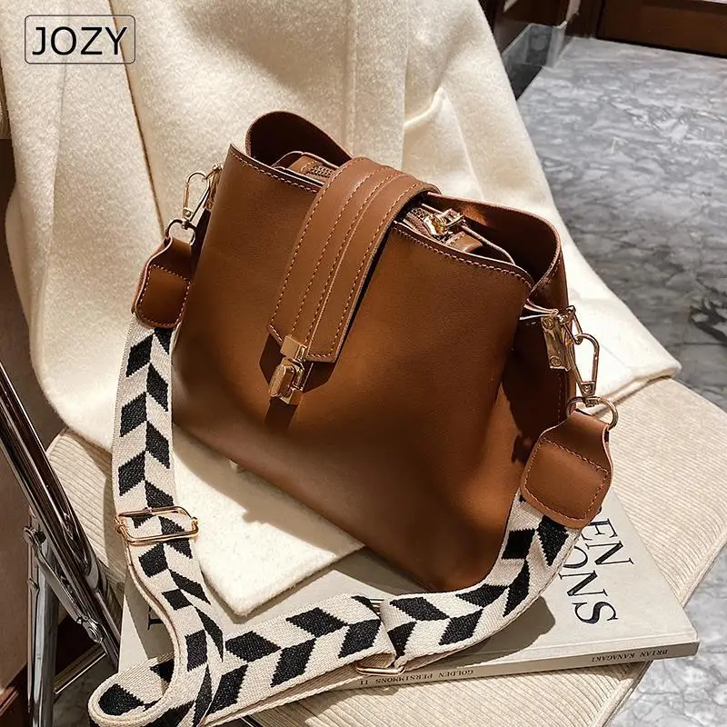 

JOZY Vintage Simple Small PU Leather Bucket Crossbody Bags For Women 2022 Designer Fashion Lady Luxury Black Shoulder Handbags