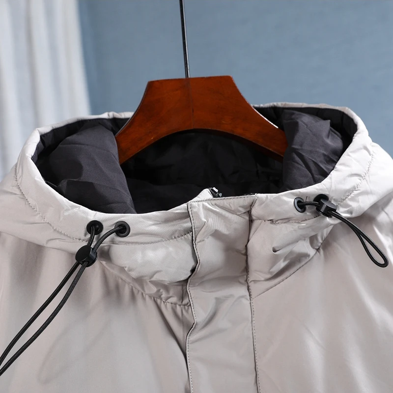 Men's Warm Down Jacket Mid-Length Hooded White Duck Down Coat 2022 Winter New