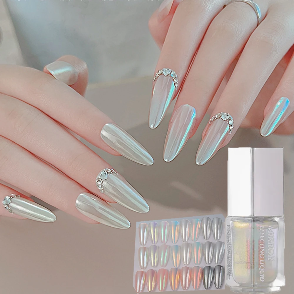 Gradient Color Nail Polish Holographic Laser Chrome Pigment Nail Glitter Liquid Mirror Powder Manicure Semi Permanent Design