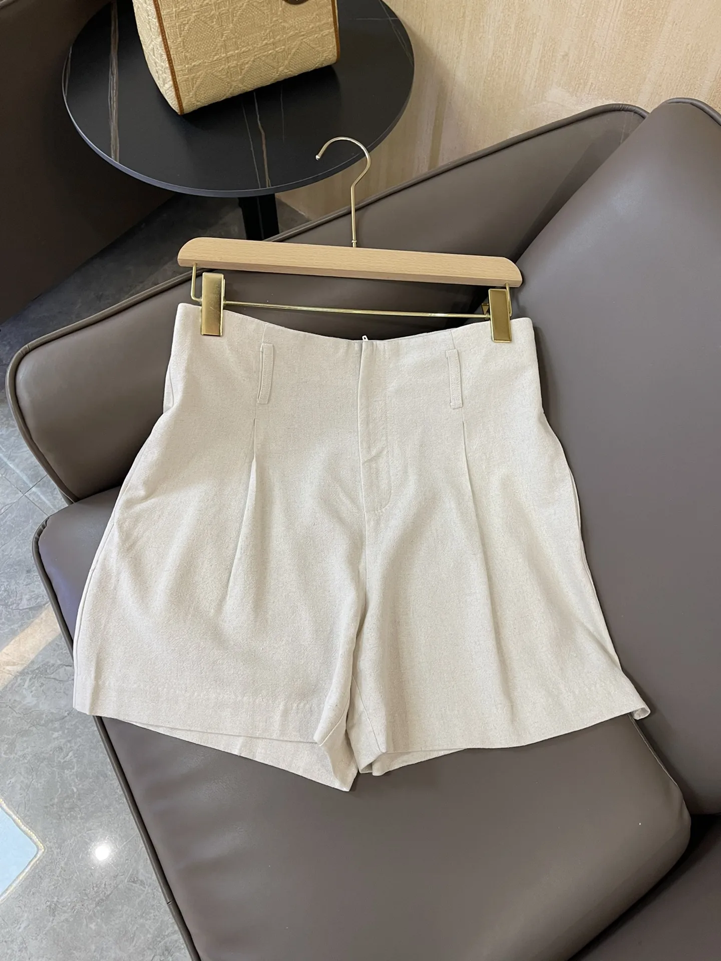 Женский офисный комплект из 2 предметов Свободный Топ хлопка и льна с V-образным