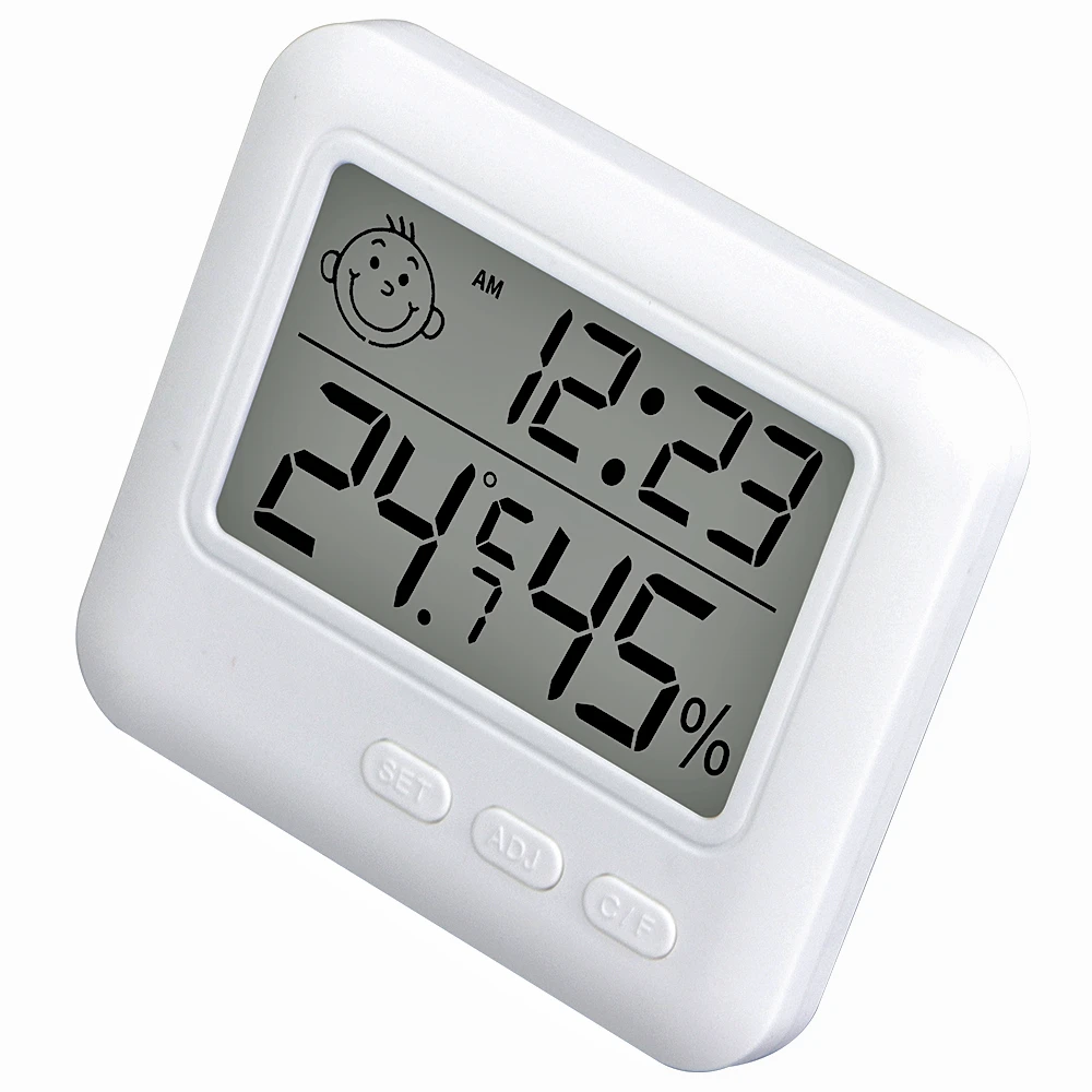 

12/24H Digital Electronic Thermometer Hygrometer Indoor Standing Temperature Humidity Meter Humiture Monitor with Alarm Clock