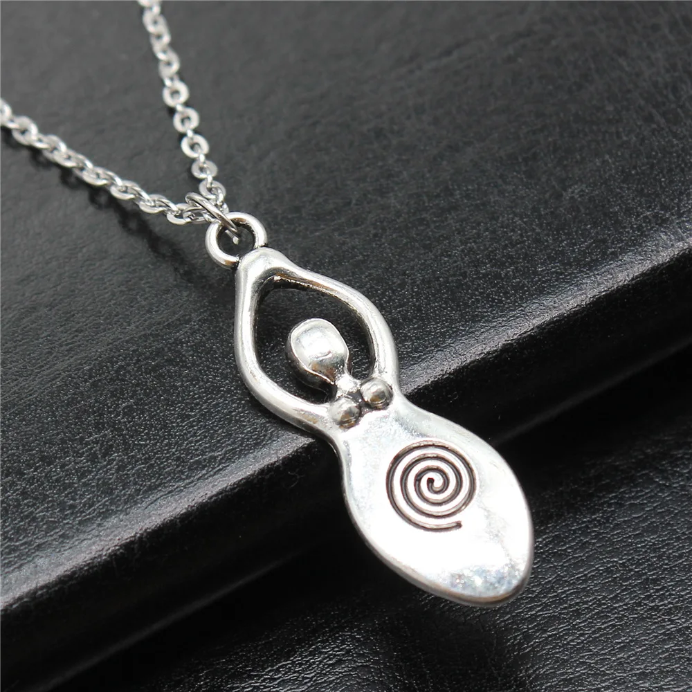 Модное простое винтажное античное серебряное ожерелье 39x13 мм для женщин |