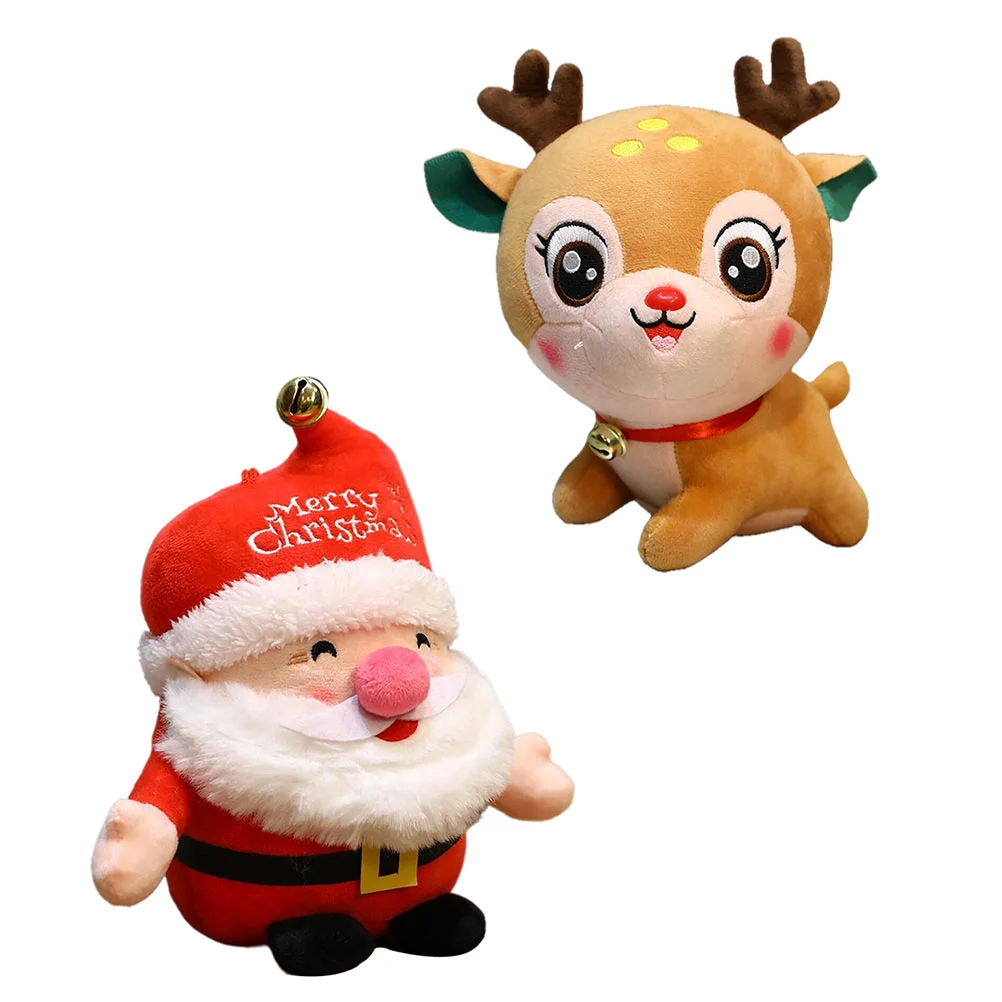 

Christmas Plush Stuffed Santatoy Reindeer Elk Toysadorable Decorations Animal Claus Ornaments Tabletop Animated Lovely Tree