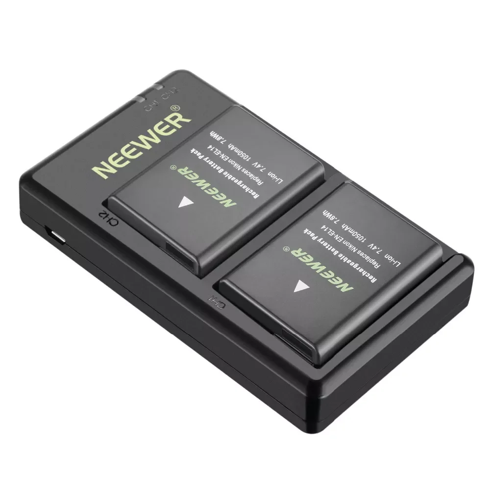 

NEW2023 EN-EL14 EN-EL14A Battery Charger and 2-Pack Rechargeable Li-ion Batteries for NIKON D5600 D3300 D3500 D5100 D5500 D3100
