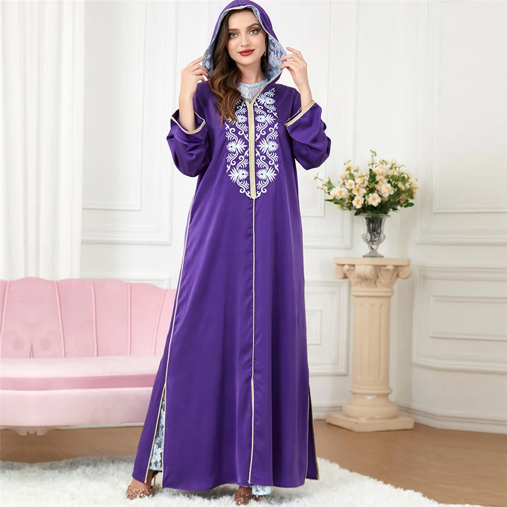 

Elegant Abayas For Women Luxury Hooded 2 Piece Muslim Sets Kaftan Islamic Dresses Ramadan Dubai Turkey Morocco Party Jalabiya