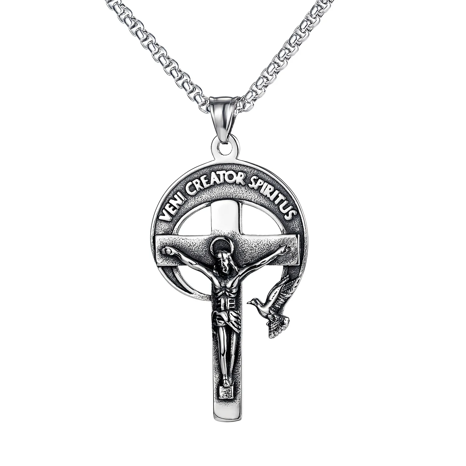 

Classic Cross Dove Moon Stainless Steel Men's Necklace Wholesale