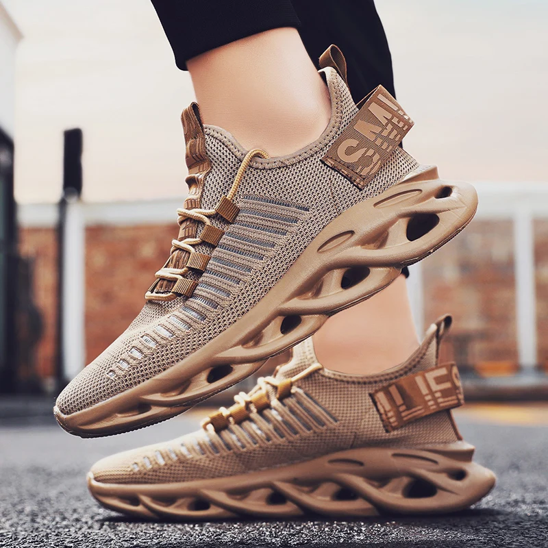 Men Running Shoes Soft Thick Sole Sneakers Breathable Male Sport Shoes Light Weight High Top Boots Big Size 46 Mens Shoes Sales