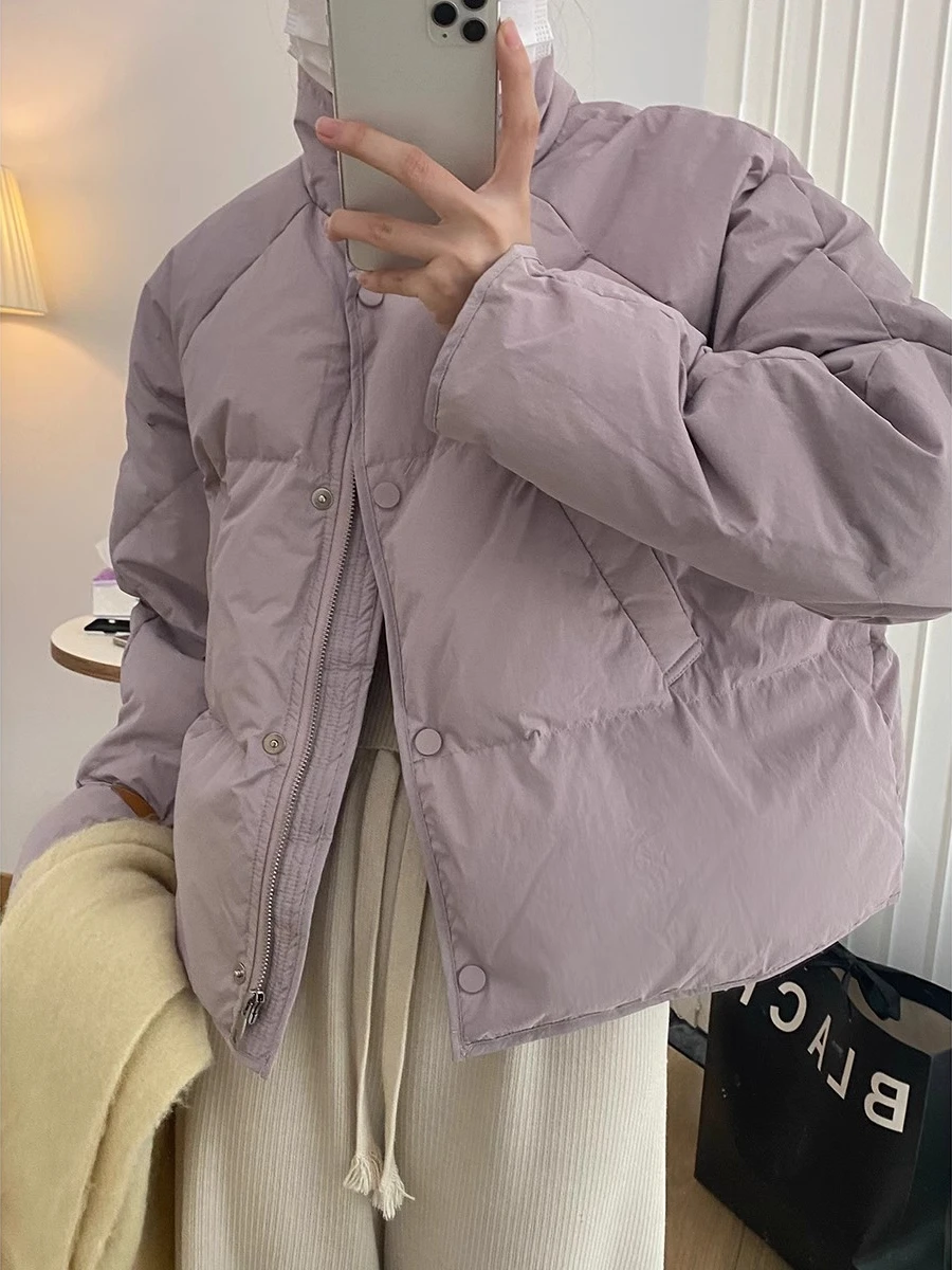 Женский короткий пуховик Liyu Li Fish зимний маленький с воротником-стойкой белая