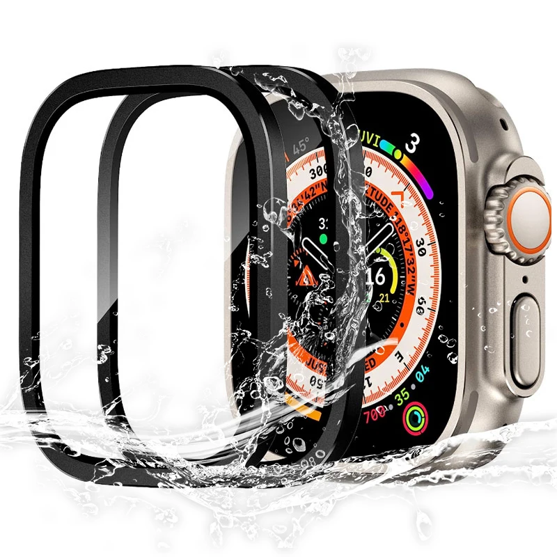 

Tempered Glass Screen Protector for Apple Watch Ultra Case 49MM Waterproof Protective Glass Clear Film iWatch Ultra Metal Cover