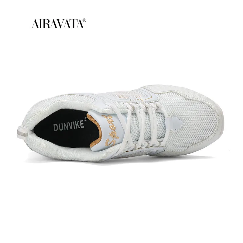 Women's Dancing Shoes Fitness Lightweight Air Cushion Breathable Casual Female Walking  Trainers Lace-up Increasing Height