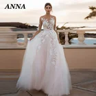 Женское свадебное платье с круглым вырезом и аппликацией, в богемном стиле