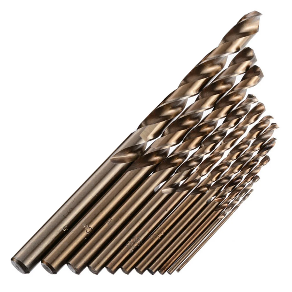 

HSS M35 Cobalt Round Shank Drill Bit Set for Stainless Steel Drilling 11 Pieces with 135 Degree Split Point Tip