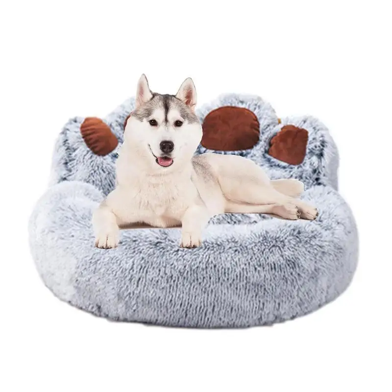 

Cozy Dog Bed Anti-slip Paw Shape Fluffy Couch With Removable Inner Pad Animal Beds For Pet Store Living Room Bedroom And Home