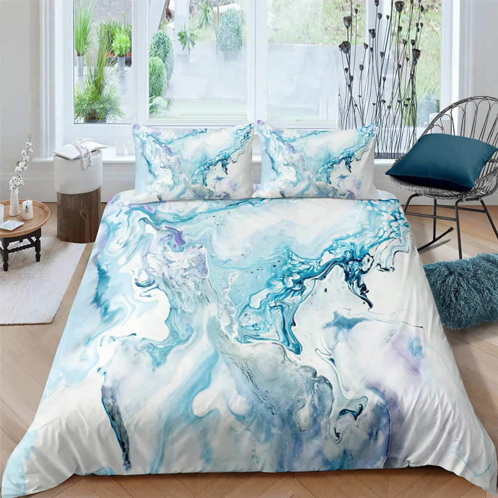 

2022 New 3D Marble Texture Series Bedding Set 2/3pcs Queen/King 210x210 Size Abstract Polyester Quilt Cover For Teens Home Decor