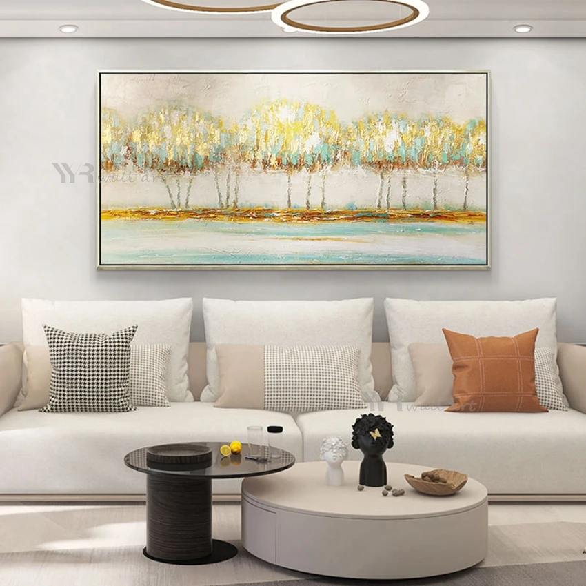 

New Custom Abstract Lucky Trees Decoration Mural Handmade Wall Art Canvas Oil Painting for Living Room Bedroom Office Restaurant