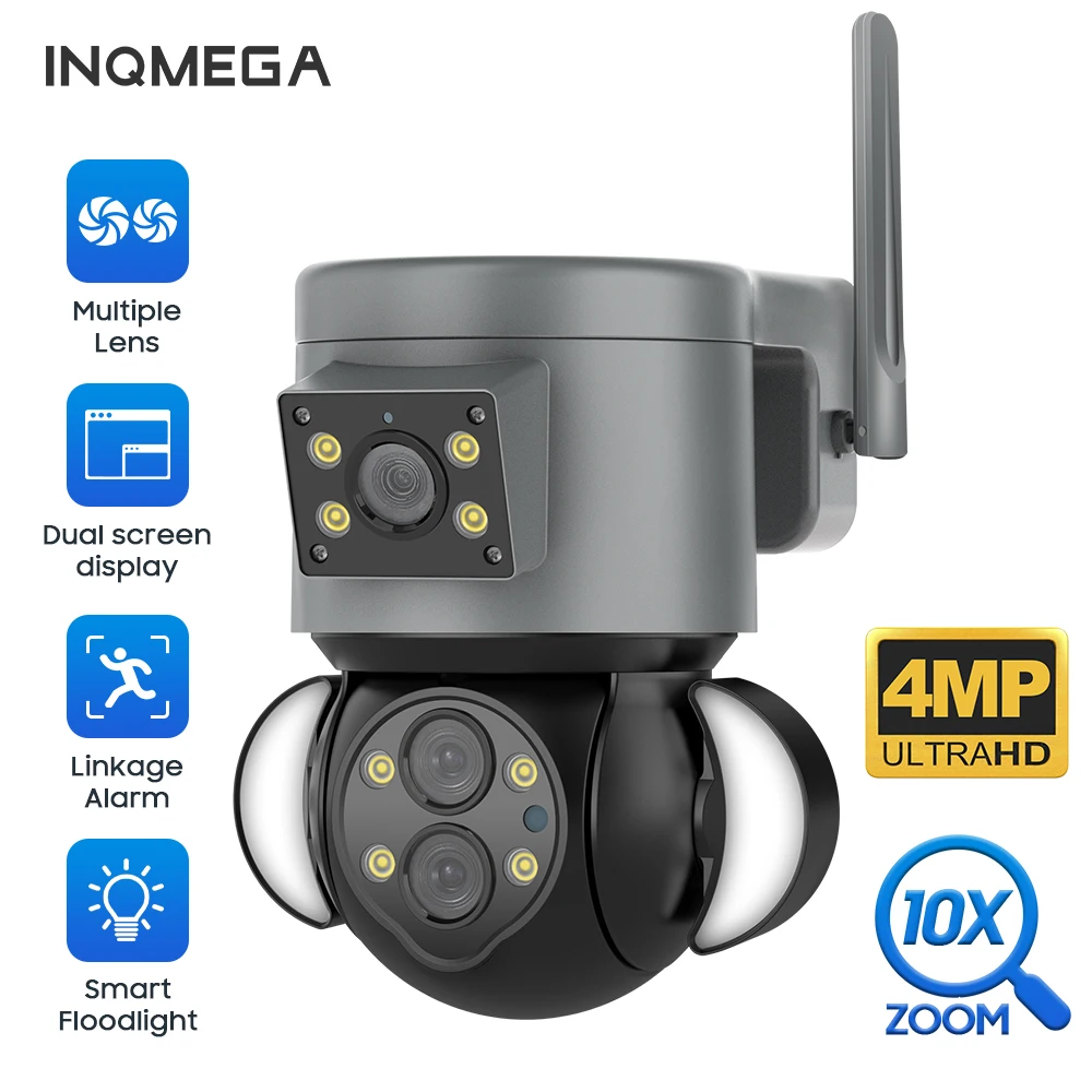 

Камера видеонаблюдения INQMEGA 4 МП 10X, наружная купольная камера безопасности PTZ, с функцией обнаружения человека, совместима с Wi-Fi и RJ45