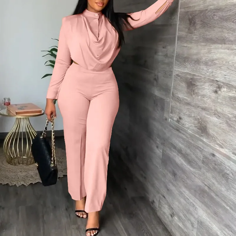 

Sexy Off Waist Long Sleeve Shirt Trousers Office Lady Spring Summer Fashion Elegant Solid Pants Two Piece Set Women Outfit 2023