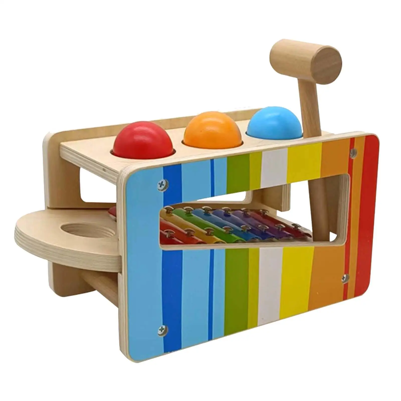 

Pound & Tap Bench Durable Wooden Toys Musical Hammering Pounding Toy Early Education Pound Ball Toy Montessori for Kids Baby