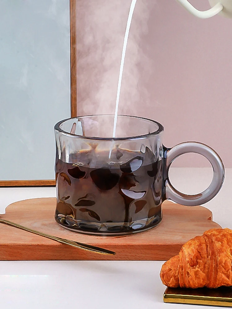 

Simple Coffee Tea Mug Glass Beer Cups With Handle Small Dessert Bowl Dessert Fruit Milk Juice Ice Cream Snacks Salad Cup 400Ml