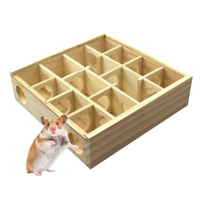 

Hamster Maze Toy Natural Wooden Interactive Puzzle Toy Portable Multifunctional Maze Toy Hamster Hideout Small Animals Supplies
