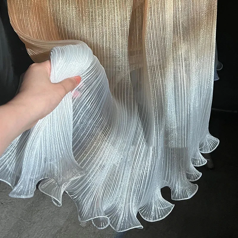 Градиентная золотистая кофейная цветная дробленая большая волнистая ткань из