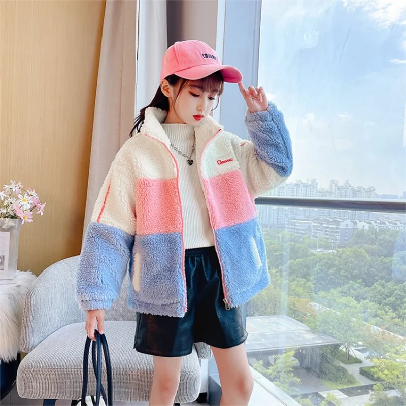 

Girls Coat Jacket Cotton Outwear Tops 2022 In Stock Warm Thicken Plus Velvet Winter Autumn Teenager Furs Sport Birthday Gift Chi