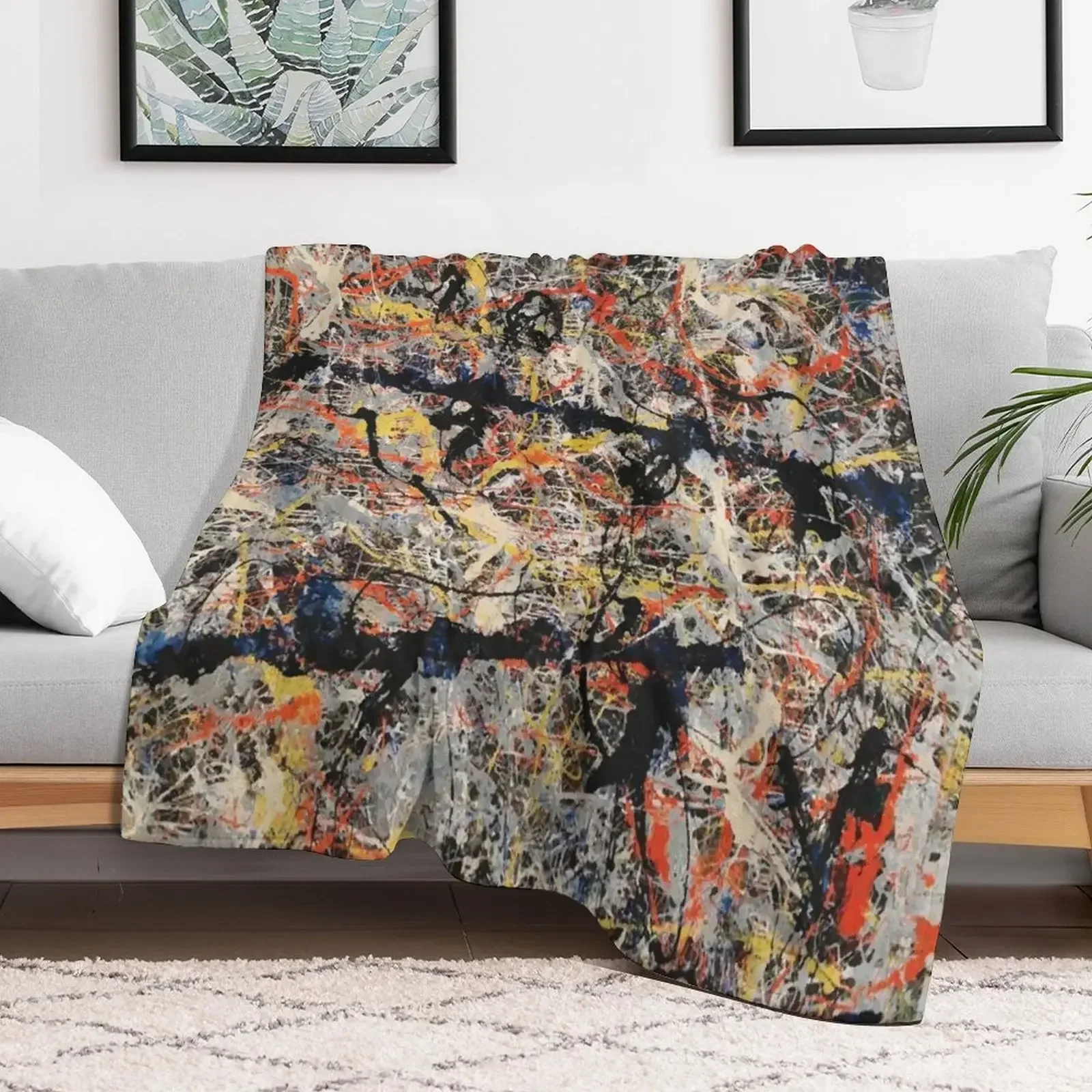 Jackson Pollack | СИНИЕ палочки одеяло пушистые Средние теплые одеяла