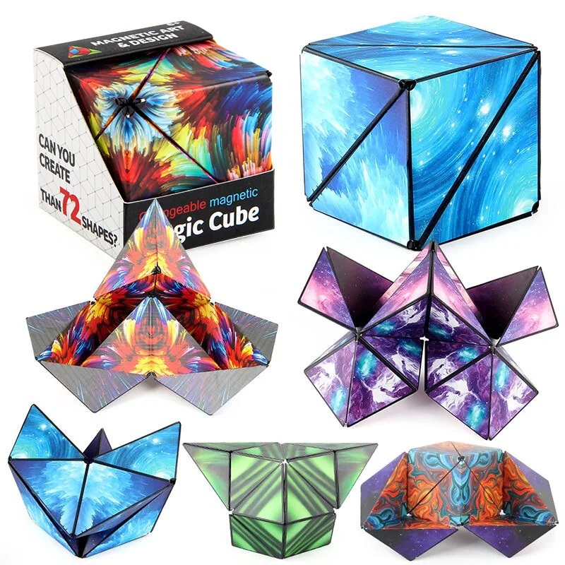 

Variety Geometric Changeable Magnetic Magic Cube Anti Stress 3D Decompression Hand Flip Puzzle Cube Kids Reliever Fidget Toy