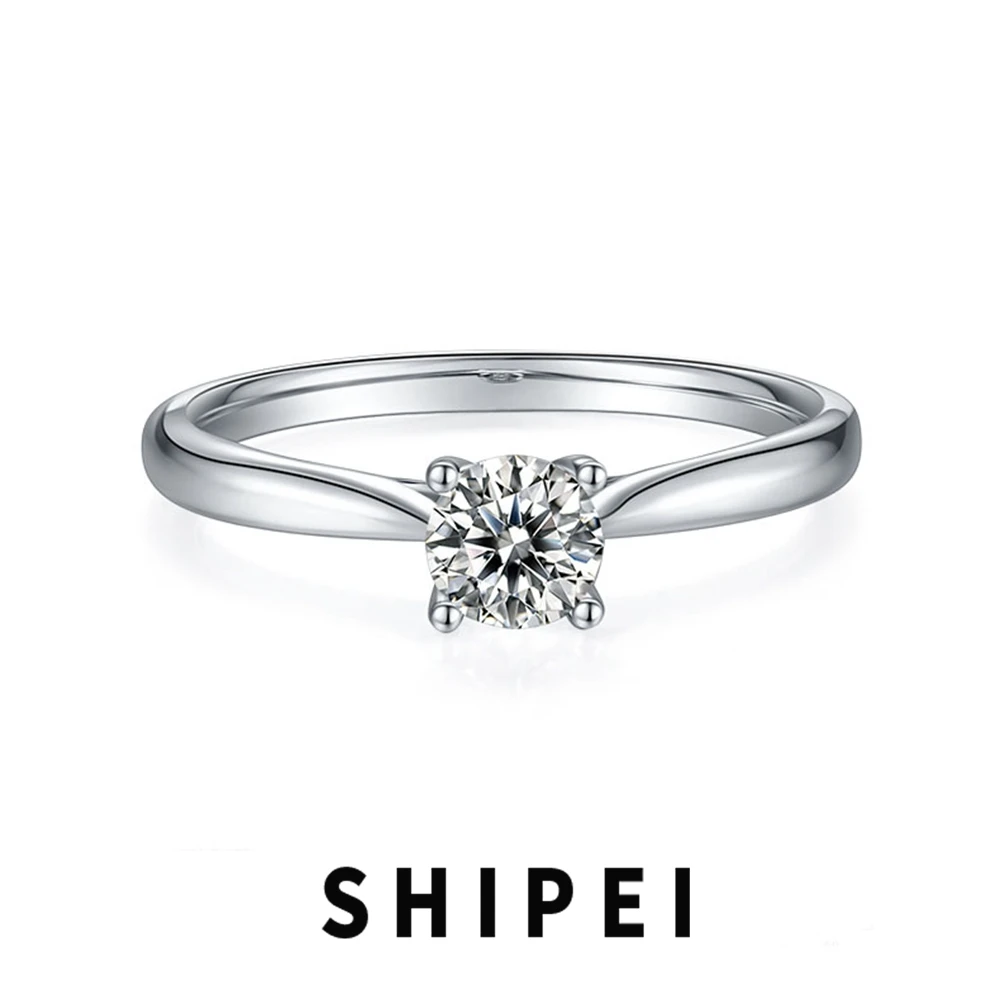 

Женское классическое кольцо с бриллиантом SHIPEI, изящное Ювелирное Украшение из серебра 100% пробы с муассанитом, 5 мм, 925