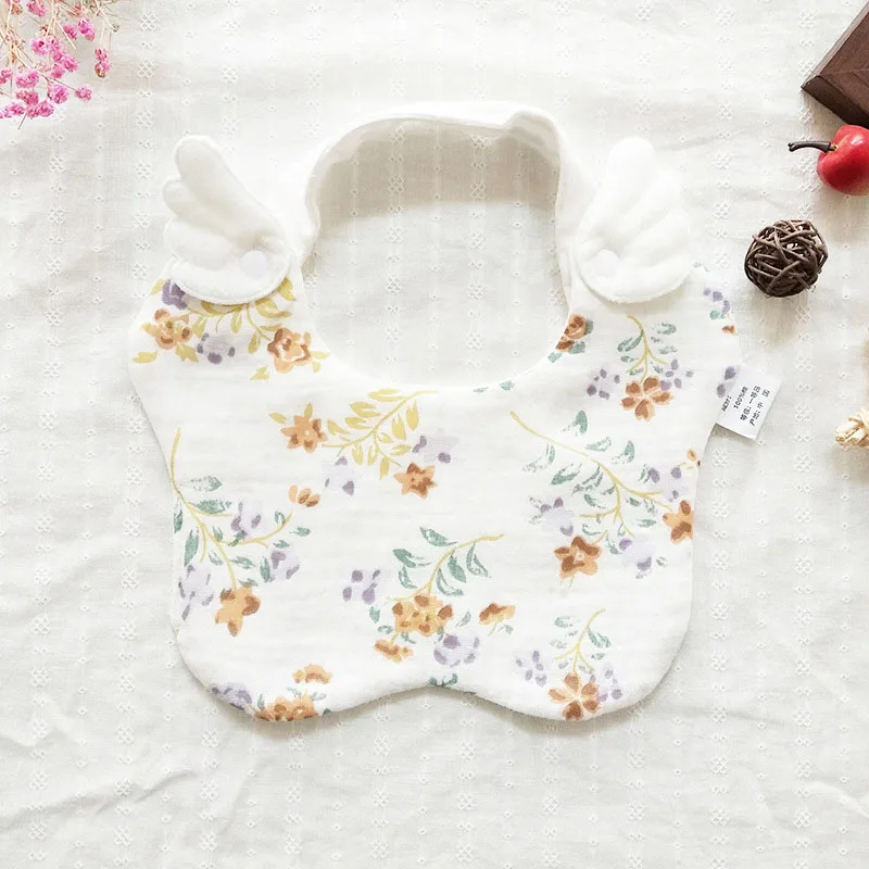 

Cute Little Wings Baby Girls Bibs Feeding Burp Cloth Bohemian Floral Print Cotton Bibs Kids Children's Accessories Sweet