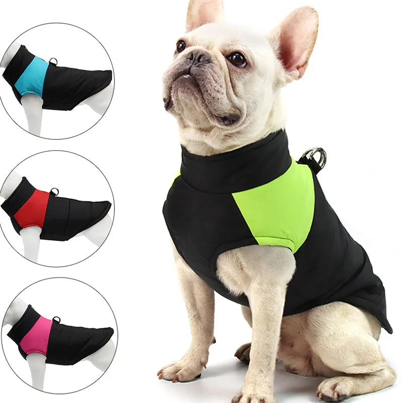 

Waterproof Dog Clothes Winter Zipper Dog Wadded Coat For Small Big Dogs Bichon Puppy Vest Jacket With D-Ring Pet Outfit Clothing