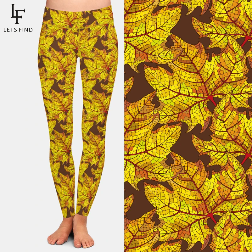 LETSFIND Maple Leaf Print Women Leggings High Quality Women Fashion 2019 High Waist  Pants